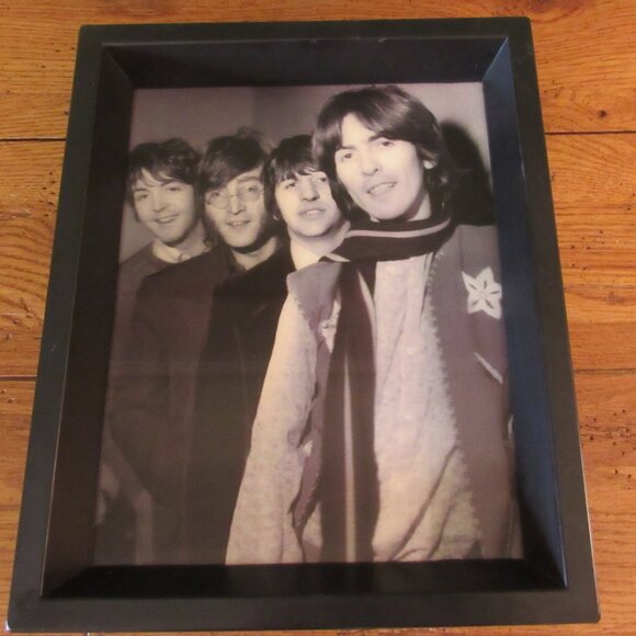 Rare Vintage Lenticular BEATLES Picture 3-D Framed Black & White Photo Print - Picture 4 of 16